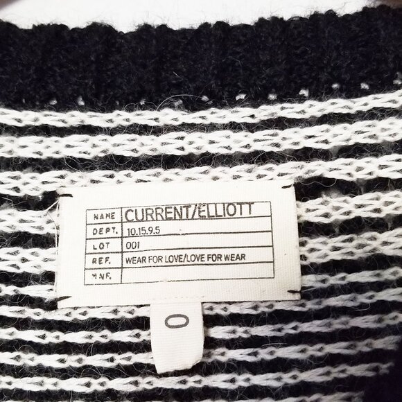 Current Elliott Mixed Stitch Alpaca Blend Sweater Black Ivory Combo Size XS $358 - Picture 9 of 16